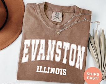 Evanston Illinois Comfort Colors® Tee: Retro Travel Souvenir Shirt, Vacation Tshirt, Road Trip Gift