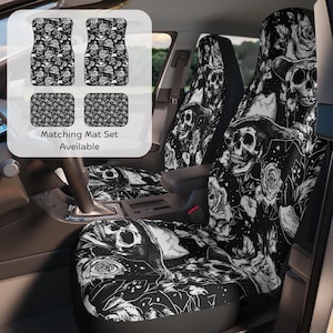 Western Skull Car Seat Covers: Gothic Floral Truck SUV Decor