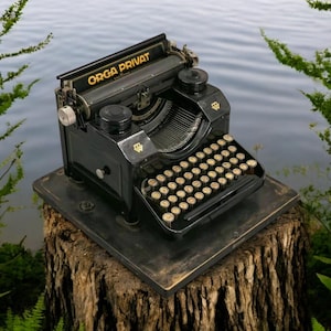 Máquina de escribir manual alemana Orga Privat negra de los años 20: máquina de oficina antigua, totalmente funcional, decoración vintage, regalo para escritores y coleccionistas. ¡Raro!