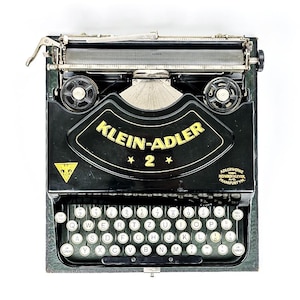 Klein Adler German Black Mechanical Typewriter 1920 - Vintage Manual Office Machine with Eagle Logo Retro Decor, Fully Functional Gift Piece