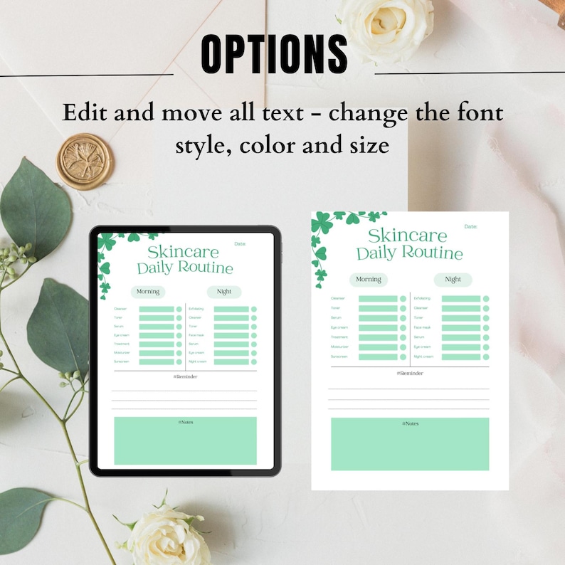 Daily Skincare Checklist Printable Beauty Routine Tracker Editable ...