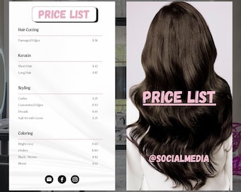 Editable Hair Salon Price List Template: Modern Canva Design