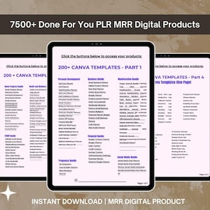 7500+ Digital Products Bundle - PLR MRR - Digital Printable Planners/Trackers/Journals, Master Resell Rights, DFY, Canva Template