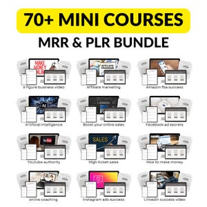 70 Mini Courses Bundle with MRR PLR Resell Rights, Online Digital Business, PLR Digital Product Make Money Online Video Marketing Courses