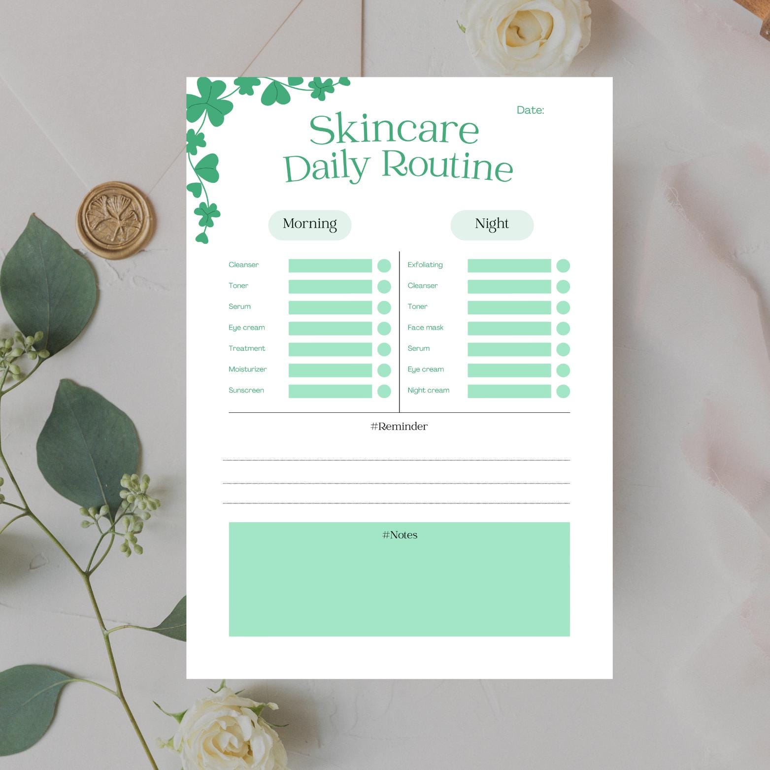 Daily Skincare Checklist – Printable Beauty Routine Tracker - Editable ...