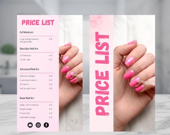Modello di listino prezzi per saloni di bellezza / Modificabile e stampabile / Listino prezzi per centri estetici moderni / Listino prezzi per centri estetici / Listino prezzi per saloni