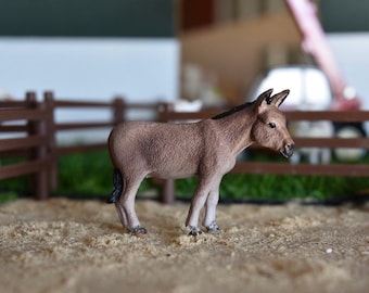 Brown Donkey, Realistic Farm Toy Horse, UK, Plastic, Kids Farm Animal, Educational, Birthday Gift, Christmas Present,