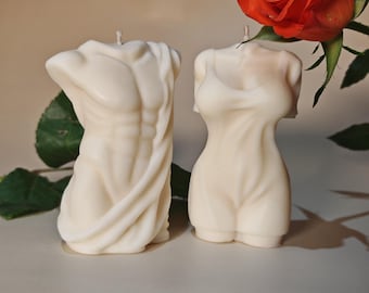 Handmade Soy Wax Couple Candle, Torso Body Candle
