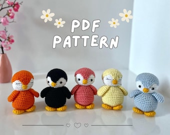 Petit motif au crochet pingouin | Bricolage pingouin Amigurumi | Motif pingouin au crochet | Amigurumi PDF | Tutoriel PDF en anglais | Téléchargement numérique