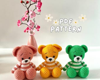 Haakpatroon teddybeer | Zelfstudie beer haken | Amigurumi-patroon teddybeer | PDF Engels patroon | Haakpatroon teddybeer