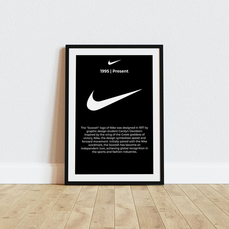Nike Poster Logo Quote BLACK DESIGN, Logo History Poster, Set of 3 Nike