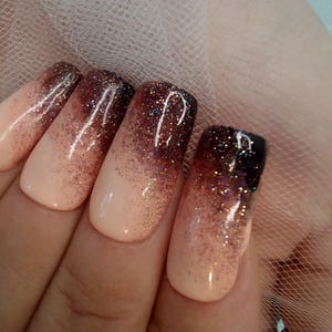 B) Red Glitter Reflective Press On Nails - False Nails - Fake Nails - DIY Nails