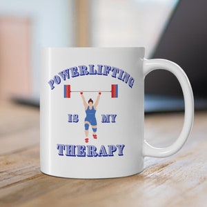 Powerlifting Therapy Mug - Gym Lover Gift, Fitness Enthusiast Cup, Weightlifting Coffee Mug, Workout Motivation Gift, Exercise Inspiration