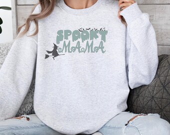 Sudadera de mamá espeluznante, suéter de cuello redondo de Halloween, suéter de mamá aterradora, suéter de madre espeluznante, sudadera de padre fantasmal, mamá de la casa embrujada