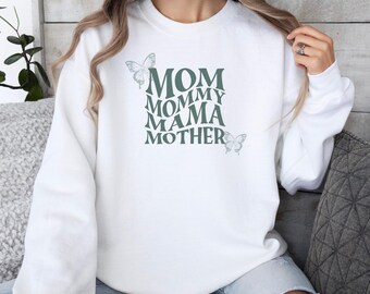 Suéter de mariposa para mamá, suéter para mamá, regalo para el día de la madre, sudadera familiar, vida de mamá, mamá