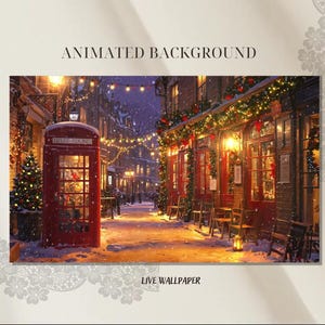 Snowy Christmas London Lane Animated Background | Live wallpaper, Youtube, Twitch, Vtuber | Motion Background