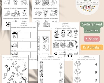 Sortieren Zuordnen Arbeitsblätter Kinder Vorschule Lernmaterial Kindergarten Übungen Wer Wo Was Logik fördern Konzentration