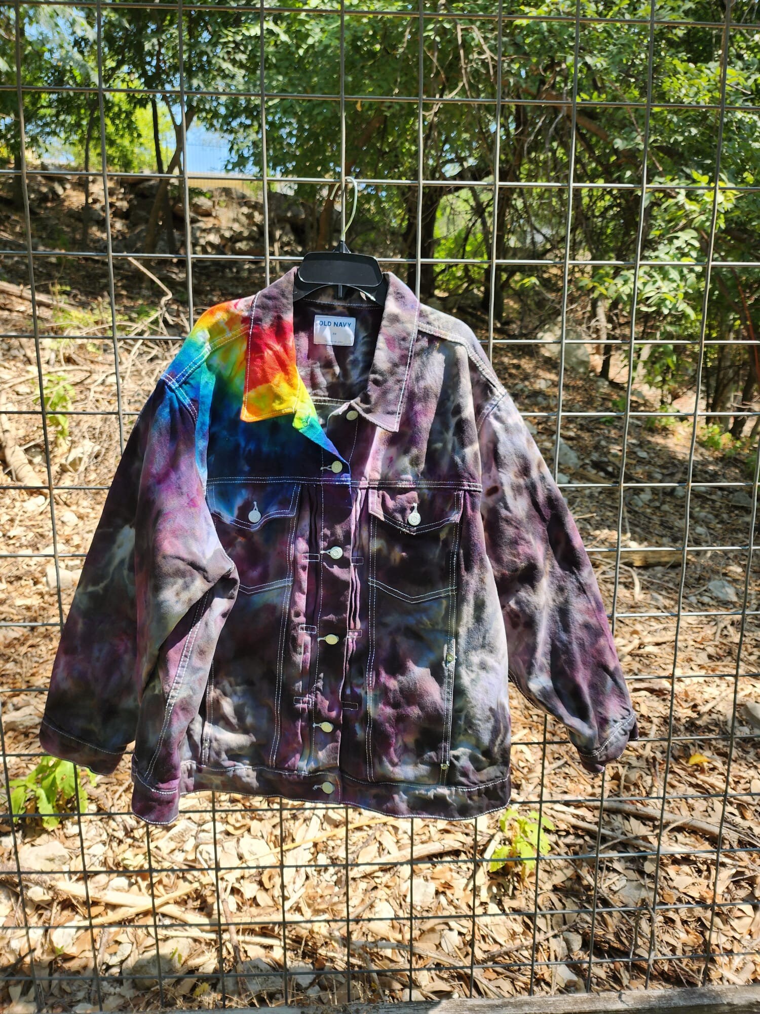 3X Ice Dye Jacket Rainbow With Black Background - Etsy