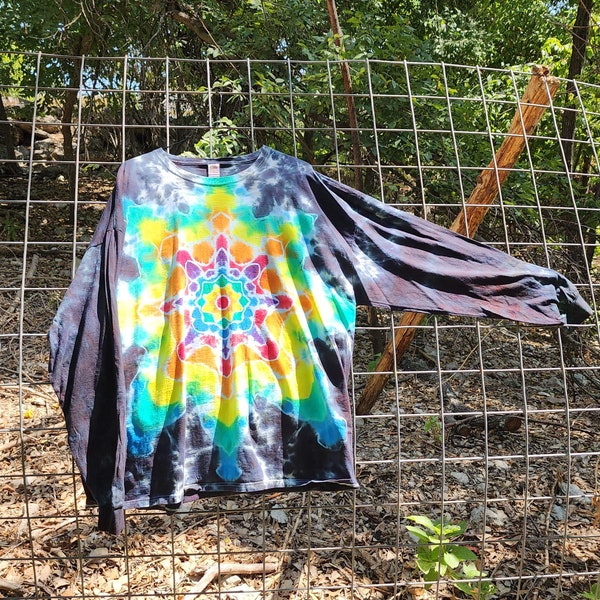 T-shirt Enfant Mandala Tie-dye Arc-en-ciel - Gildan 100% Coton