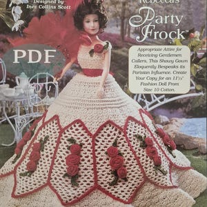 Crochet Ladies of Fashion Series - Rebecca&#39;s Party Frock - PDF crochet pattern - Instant digital download