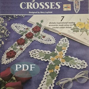 7 Vintage Crochet Lacy Crosses Pattern - PDF Download - Instant digital download