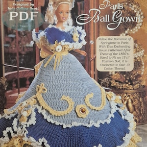 Serie de crochet para damas de la moda - Vestido de fiesta parisino de Suzette - Patrón de crochet en PDF - Descarga digital instantánea