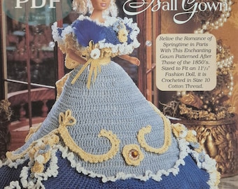 Crochet Ladies of Fashion Series - Suzette's Paris Ball Gown - PDF crochet pattern - Instant digital download