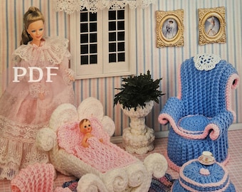 Annie's Fashion doll Home Decor crochet Collection 1 - PDF Häkelanleitung - Sofortiger digitaler Download (4 Anleitungen)