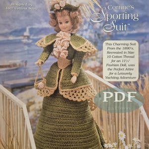 Crochet Ladies of Fashion Series - Corrine&#39;s Sporting suit - PDF crochet pattern - Instant digital download