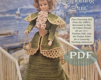 Crochet Ladies of Fashion Series - Corrine's Sporting suit - PDF crochet pattern - Instant digital download