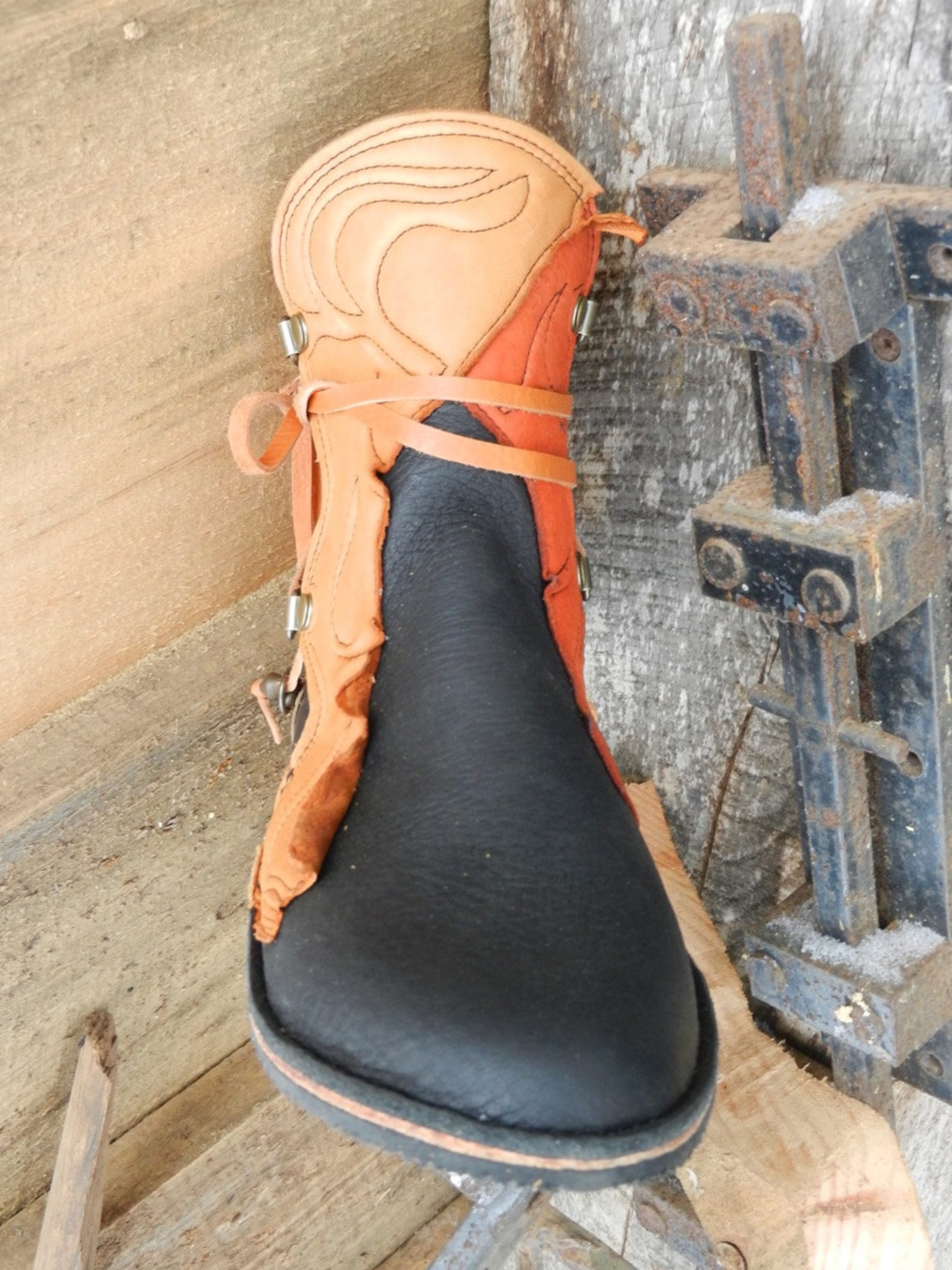 Handmade Custom Leather Half Hawks.black Buffalo With Deerskin Etsy