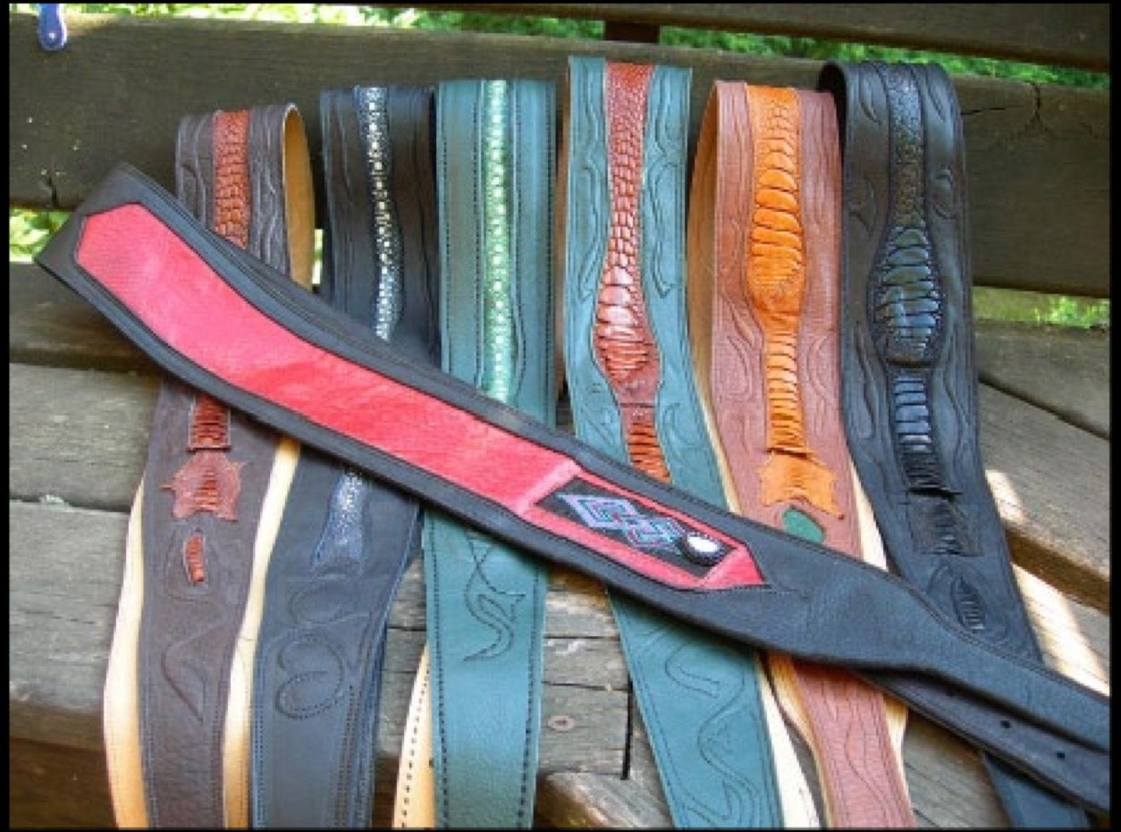 Guitar Strap made with Authentic Ostrich / Pink – Alligator & Python Custom