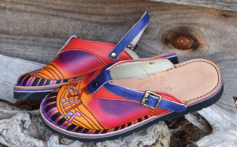 leather sling back clogs