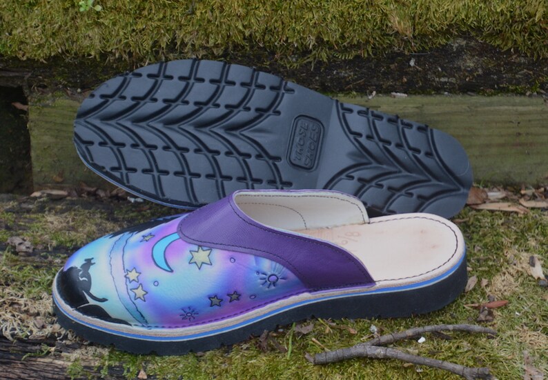 leather sling back clogs