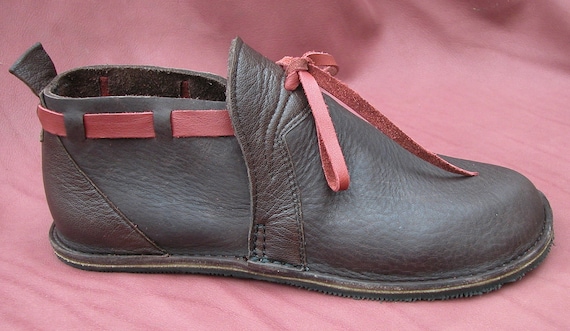 Handmade Custom Leather Shoes Chocolate Brown Red Bull Hide no Shoes Vibram Sole Deer Skin Trim Stock Size 5 12 or Custom Fit Etsy