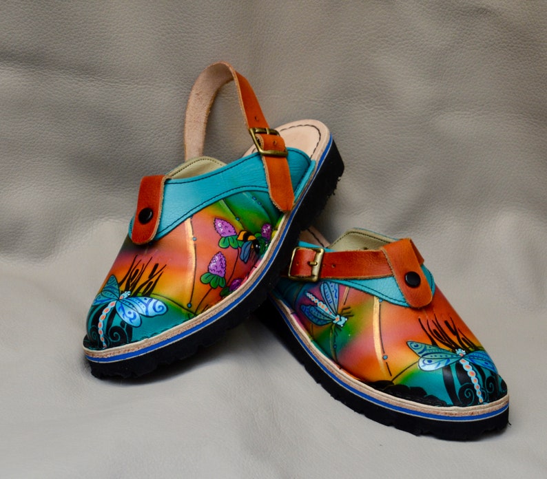 leather sling back clogs