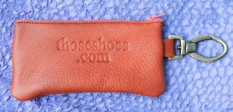Handmade Leather Zipper Wallet / Clip On smart phone tote , FISH SKIN on top shelf italian cowhide Swivel Snap. 3.5 x 7 image 2