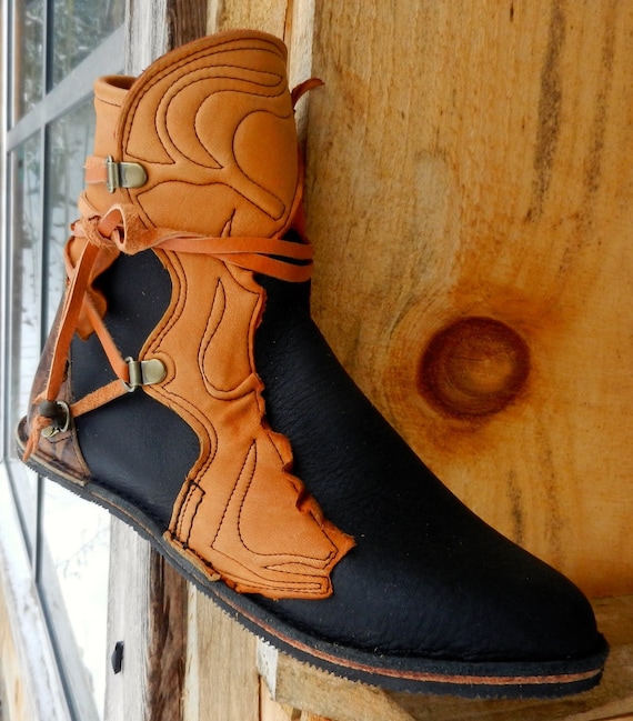 Handmade Custom Leather Half Hawks.black Buffalo With Deerskin Etsy