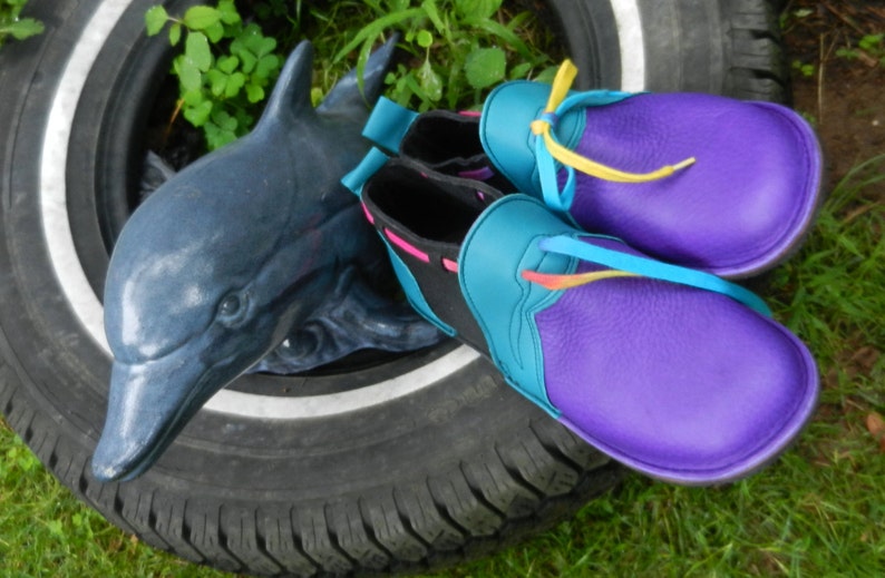 Handmade Custom Violet and black Leather Shoes n0shoes Lightweight Vibram Sole cowhide Trim Custom Made or, Size 5, 6, 7, 8, 9, 10 image 1