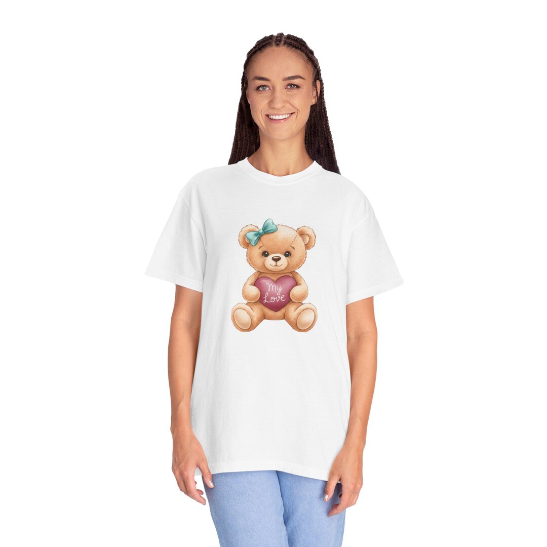 Teddy Bear Heart Graphic Tee, Comfort Colors Oversized Shirt - Etsy