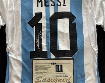Lionel Messi SIGNED 3 Star Argentina Home Shirt/Jersey + COA (read description)