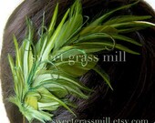 Feather Headband - MOSSMERE - Moss Olive Green and Peacock Flue Feather Fascinator - Choose Headband or Clip