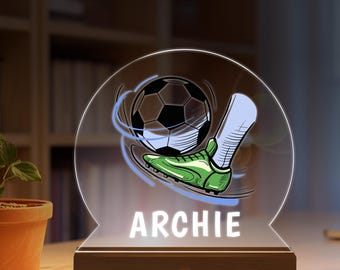 Personalised LED Football Lamp, Football Night Light Gift, Football Gifts for Bedroom, Birthday Gifts for Kids, Boys Bedroom Nursery Light
