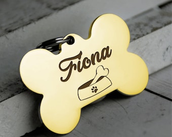 Dog Tag Personalized, Bone Shaped Engraved Tag, Dog Name Tag, Dog ID Tag, Dog Collar Tag, Custom Dog ID Tags