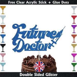 Future Doctor Cake Topper, Glitter Congrats Grad Cake Decor, Doctor Graduation Party Decoration Cake Topper