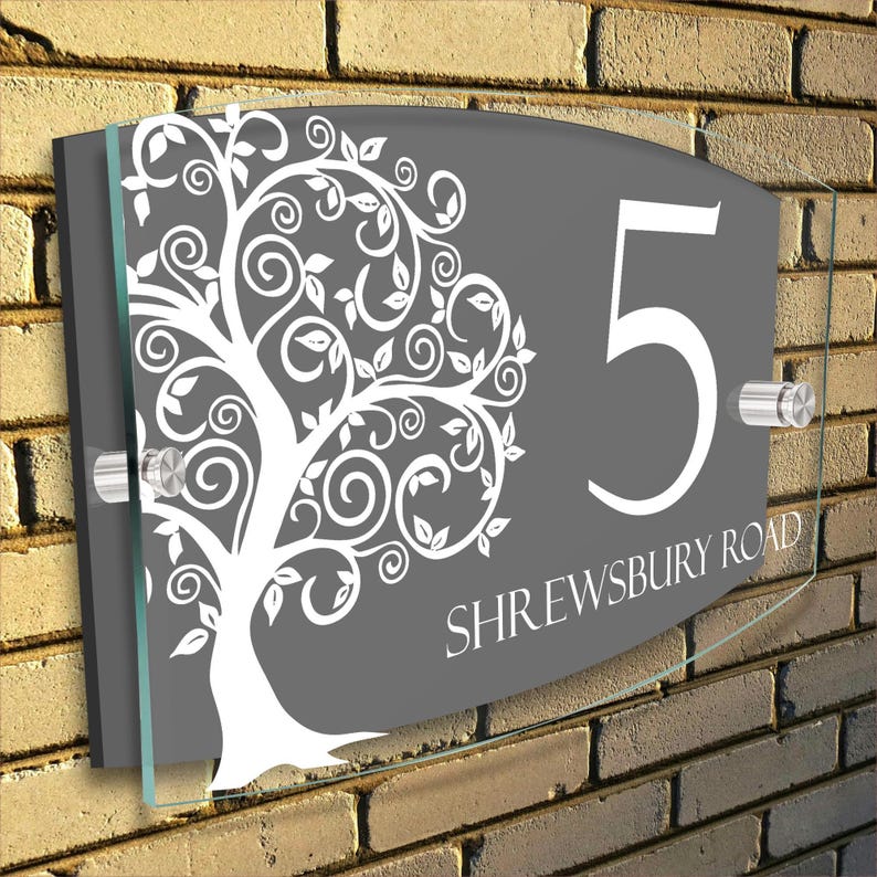 Personalised Floral House Number Sign - Acrylic Aluminium Door Plaque, Custom Address Plaque, Modern Home Sign, Garden Door Number - 20x13cm image 3
