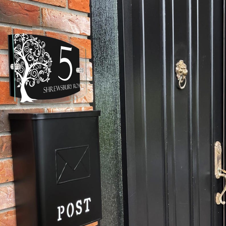 Personalised Floral House Number Sign - Acrylic Aluminium Door Plaque, Custom Address Plaque, Modern Home Sign, Garden Door Number - 20x13cm image 5