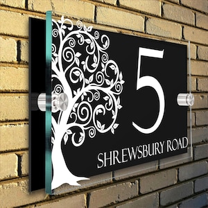Personalised Floral House Number Sign - Acrylic Aluminium Door Plaque, Custom Address Plaque, Modern Home Sign, Garden Door Number - 20x13cm image 4