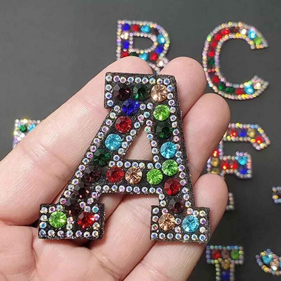 Rhinestone Sparkle Letter Patches Sew on Alphabet Embroidery Clothes
