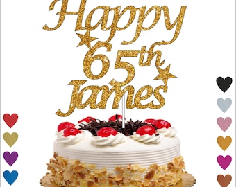 Happy Birthday Custom Glitter Cake Topper, Personalised Any Name & Age Cake Topper, Custom Cake Decoration UK